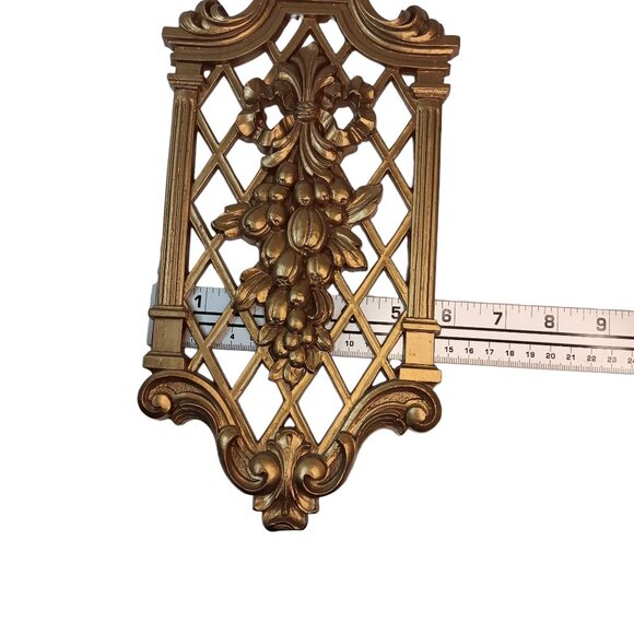 1970’s Hollywood Regency Gold Wall Plaques Set Of Two Dart Industries Syroco - Picture 13 of 14